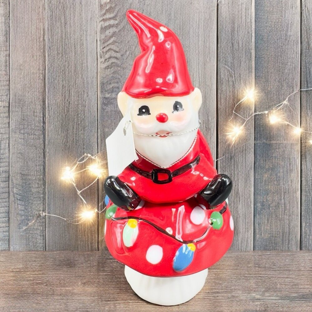 Ganz Gnome with Mushroom Salt and Pepper Shaker Set Ceramic Shakers With Tags